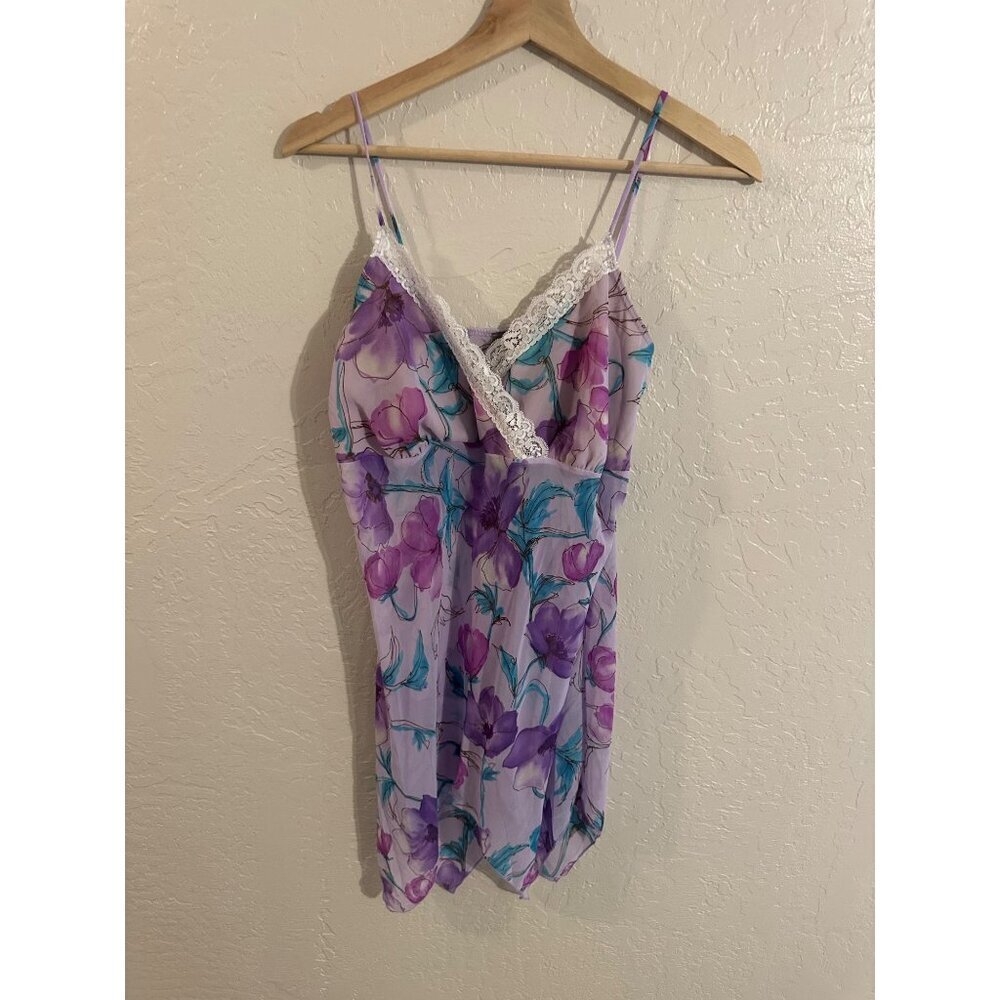 Y Vintage Sunny USA Purple Floral Whimsical Asymmetrical Top